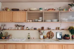 Кухня С Полками Вместо Шкафов Фото В Интерьере