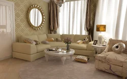 Sand living room in the interior photo