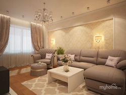 Sand living room in the interior photo