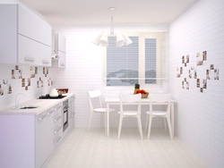 Kitchen design with white tiles