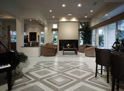 Porcelain tiles in the kitchen living room photo design