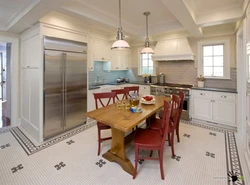 Porcelain tiles in the kitchen living room photo design