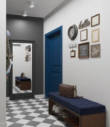 Hallway Interior With Blue Walls