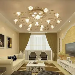 Beautiful chandeliers in the living room interior