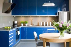 Kitchen in gray-blue tones interior photo