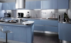 Кухня в серо голубых тонах интерьер фото