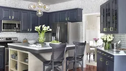 Kitchen In Gray-Blue Tones Interior Photo