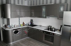 Кухонныя гарнітуры шэрага колеру для маленькай кухні фота