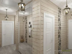 Photo hallway in a wooden house