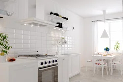 Kitchen interior apron white tiles