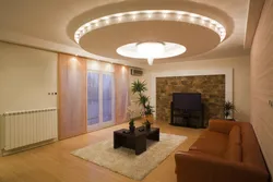 Plasterboard ceilings with lighting in the apartment photo