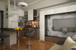 TV in a square kitchen photo