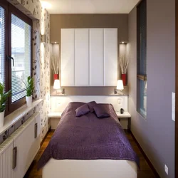 Small bedroom design window opposite the door
