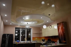 Design of a two-level ceiling in the kitchen photo