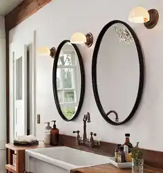 Ванна с круглым зеркалом фото