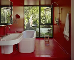 Photo of a red bathroom