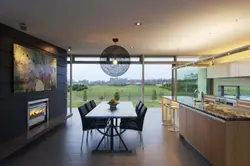 Кухня Гостиная С Панорамными Окнами В Доме Дизайн Фото