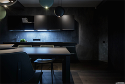 Black kitchen tables in the kitchen interior