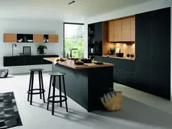 Black kitchen tables in the kitchen interior