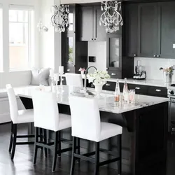 Black kitchen tables in the kitchen interior