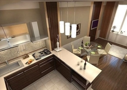Kitchen design with zoning 20 square meters