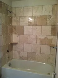 Interiors of tiled walls in the bathroom