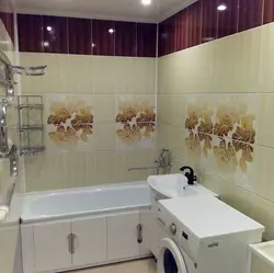 Interiors of tiled walls in the bathroom