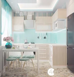 Beige turquoise kitchen photo