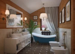 Ел үйіндегі ваннасы бар ванна бөлмесінің дизайны