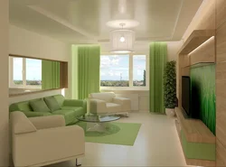 Дизайн гостиной комнаты с одним окном