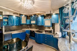 Blue ceiling kitchen design