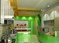 Kitchen design photo light green wallpaper