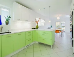 Kitchen design photo light green wallpaper