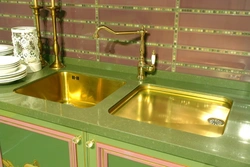 Golden Sink In The Kitchen Interior