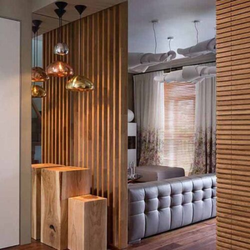 Photo of wooden partitions in the apartment