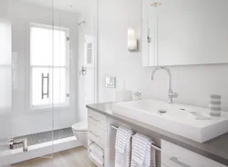 White bathroom photo in apartment