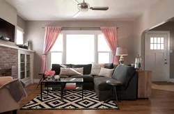Living room in gray-pink color photo