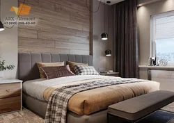 Bedroom in gray brown tones design photo