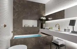 Ванна бөлмесінің интерьеріндегі үлкен форматты плиткалар