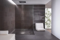 Large format tiles in the bathroom interior