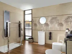 Large format tiles in the bathroom interior