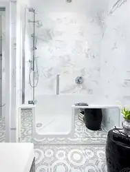 Large format tiles in the bathroom interior