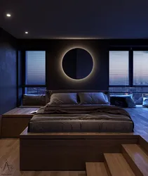 Bedroom interior if it is dark