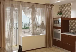 Curtains In The Kitchen Living Room With A Balcony Photo