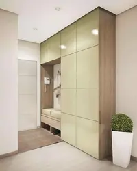 Design of a long hallway in an apartment photo with a wardrobe