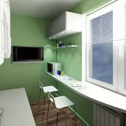 Kitchen Interior In An Apartment 6 Sq M With A Balcony