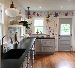 Kitchen With Small Flowers Photo