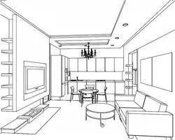Living room interior drawing
