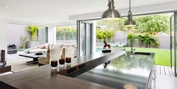 Kitchen living room with terrace design