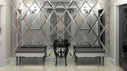 Diamond pattern mirror in the hallway interior